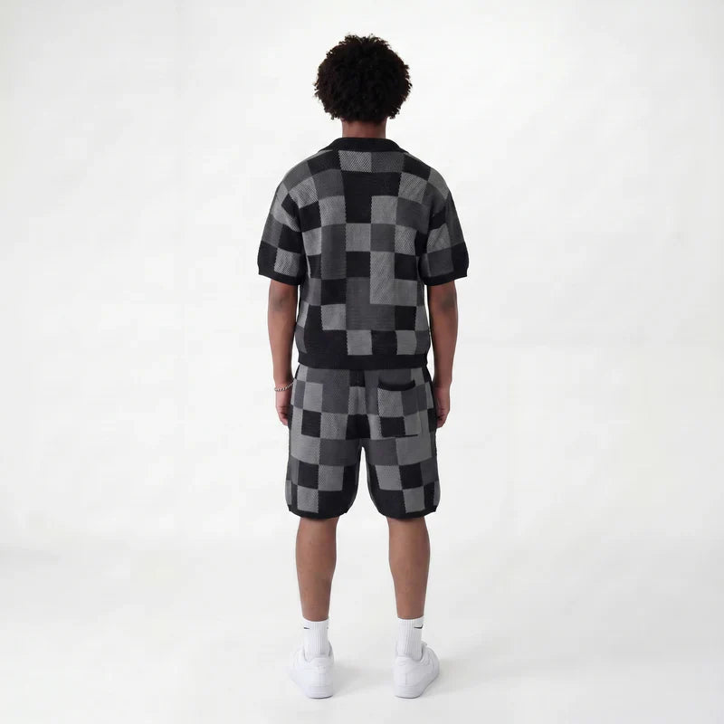 Ensemble chemise & short jacquard damier