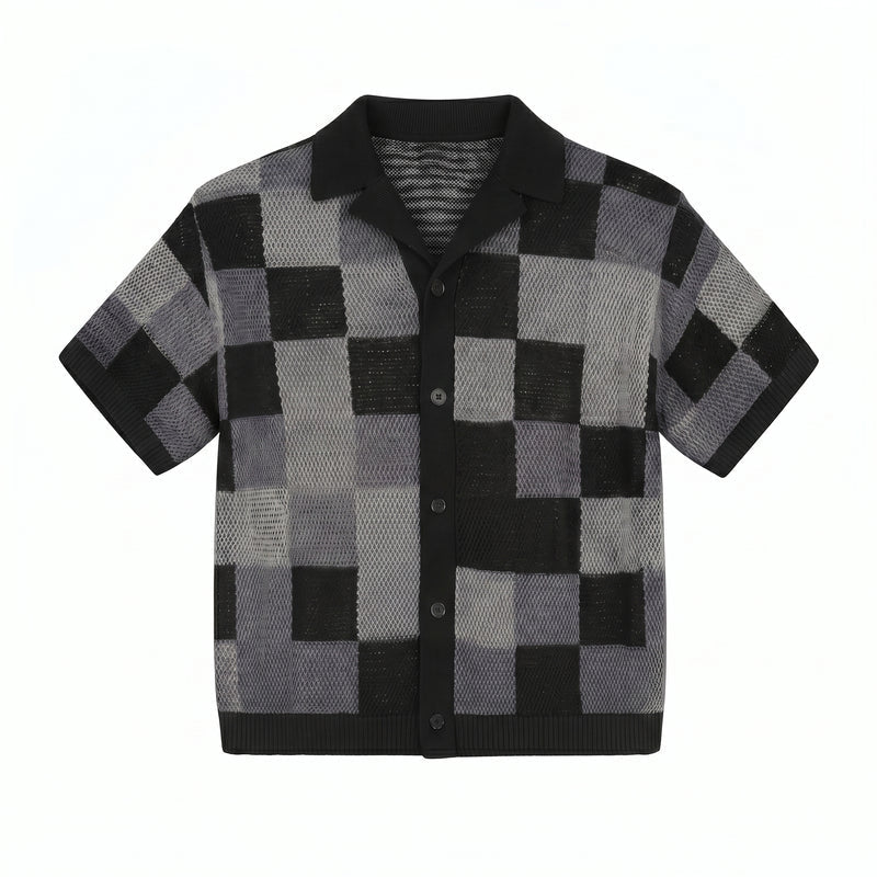 Ensemble chemise & short jacquard damier