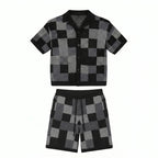 Ensemble chemise & short jacquard damier